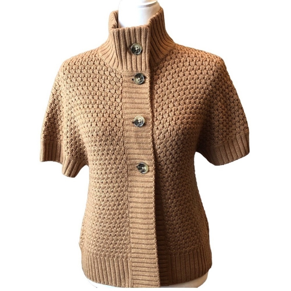 Banana Republic Womans Brown Chunky Short Sleeve Wool Blend Sweater Size Small